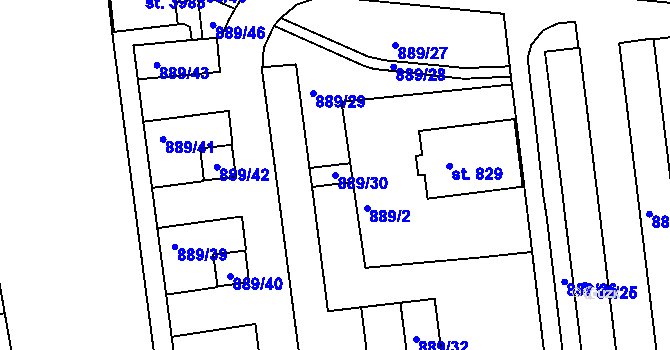 Parcela st. 889/30 v KÚ Český Krumlov, Katastrální mapa