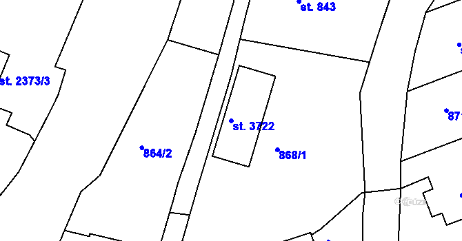 Parcela st. 3722 v KÚ Český Krumlov, Katastrální mapa