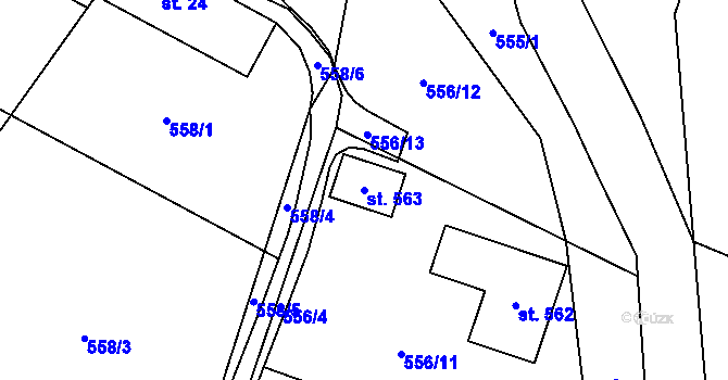 Parcela st. 563 v KÚ Vyšný, Katastrální mapa