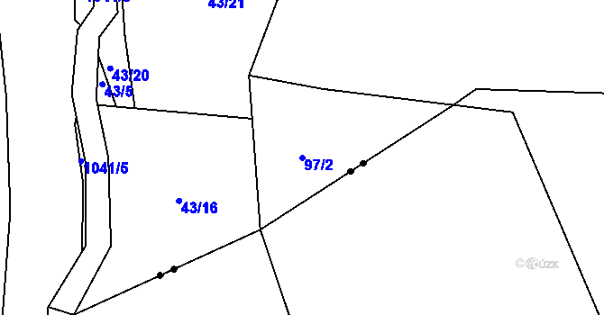 Parcela st. 97/2 v KÚ Vyšný, Katastrální mapa
