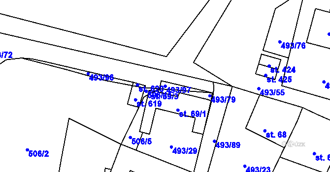 Parcela st. 493/97 v KÚ Vyšný, Katastrální mapa