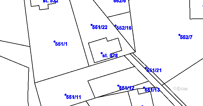Parcela st. 528 v KÚ Vyšný, Katastrální mapa