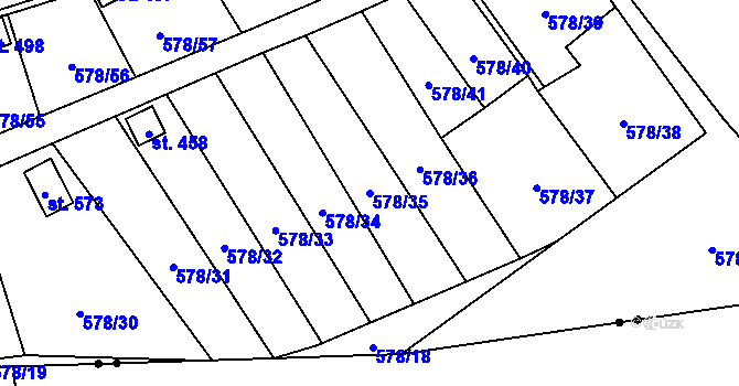 Parcela st. 578/35 v KÚ Vyšný, Katastrální mapa