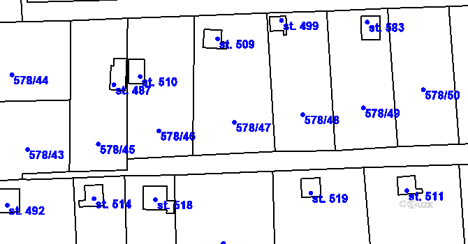 Parcela st. 578/47 v KÚ Vyšný, Katastrální mapa