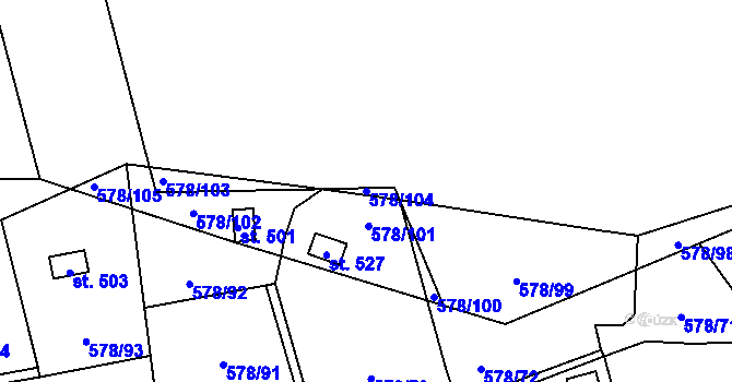 Parcela st. 578/104 v KÚ Vyšný, Katastrální mapa