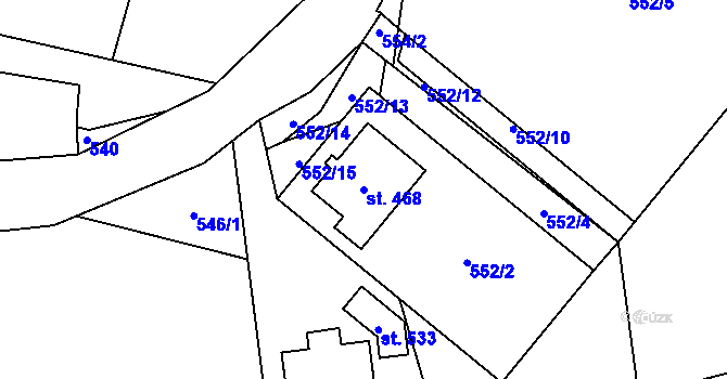 Parcela st. 468 v KÚ Vyšný, Katastrální mapa