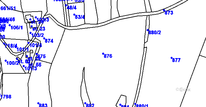 Parcela st. 876 v KÚ Slupenec, Katastrální mapa