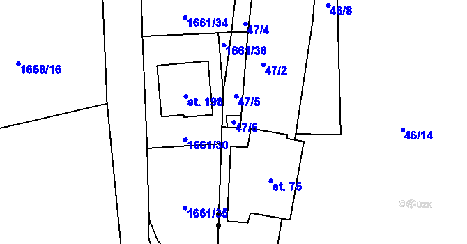 Parcela st. 47/6 v KÚ Slupenec, Katastrální mapa