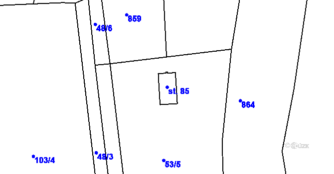 Parcela st. 85 v KÚ Slupenec, Katastrální mapa