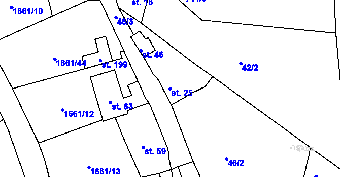 Parcela st. 25 v KÚ Slupenec, Katastrální mapa