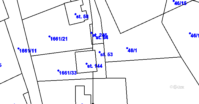 Parcela st. 53 v KÚ Slupenec, Katastrální mapa