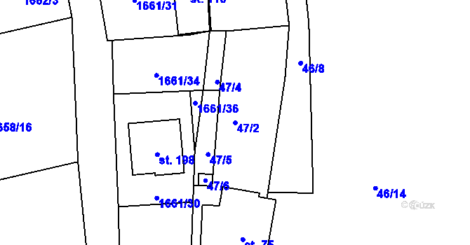 Parcela st. 47/2 v KÚ Slupenec, Katastrální mapa