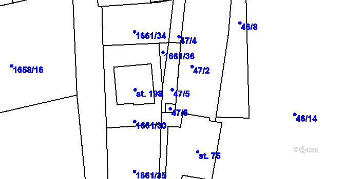 Parcela st. 47/5 v KÚ Slupenec, Katastrální mapa