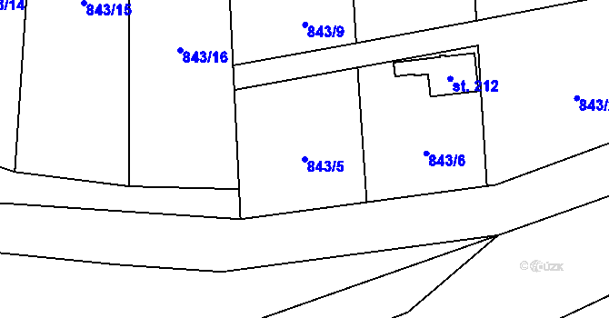 Parcela st. 843/5 v KÚ Kladné-Dobrkovice, Katastrální mapa