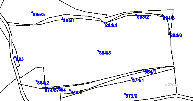 Parcela st. 884 v KÚ Kladné-Dobrkovice, Katastrální mapa