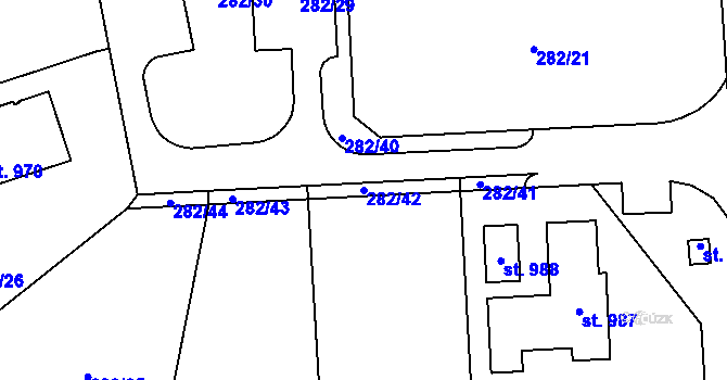 Parcela st. 282/42 v KÚ Přísečná-Domoradice, Katastrální mapa