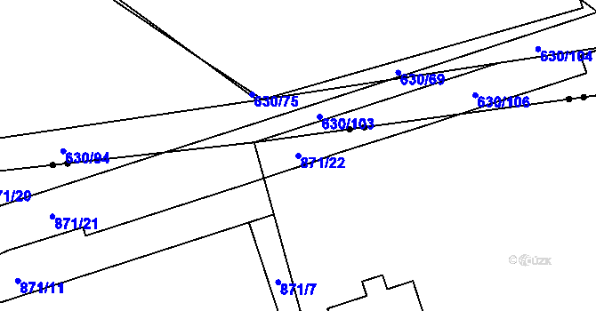 Parcela st. 871/22 v KÚ Přísečná-Domoradice, Katastrální mapa