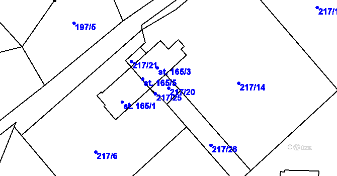 Parcela st. 217/20 v KÚ Přísečná-Domoradice, Katastrální mapa