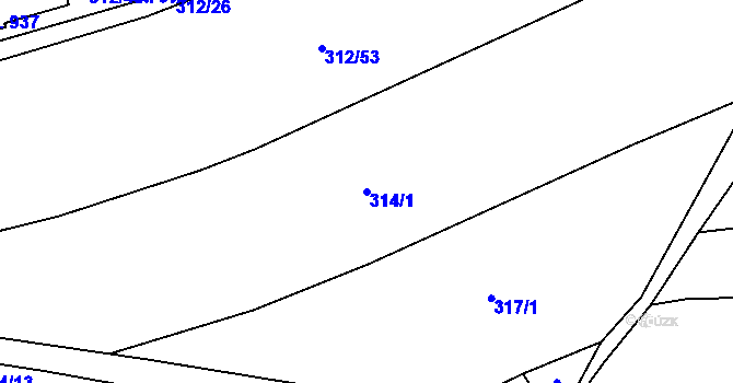 Parcela st. 314/1 v KÚ Přísečná-Domoradice, Katastrální mapa