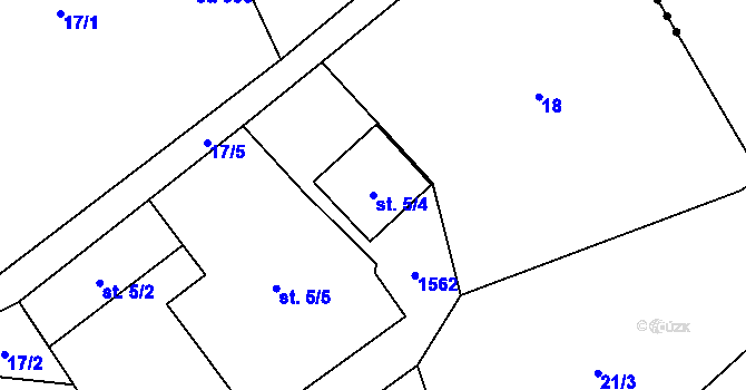 Parcela st. 5/4 v KÚ Přísečná-Domoradice, Katastrální mapa