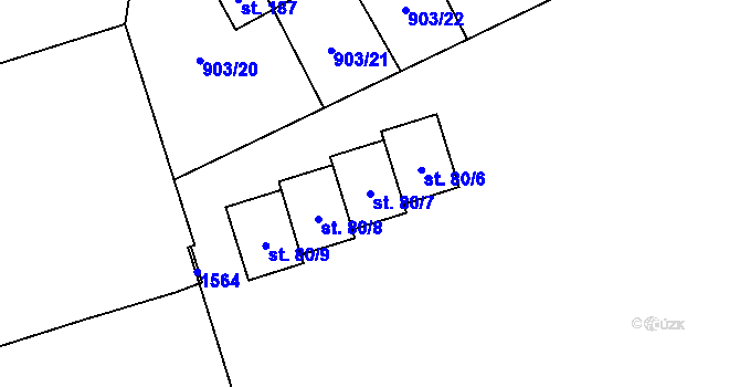 Parcela st. 80/7 v KÚ Přísečná-Domoradice, Katastrální mapa