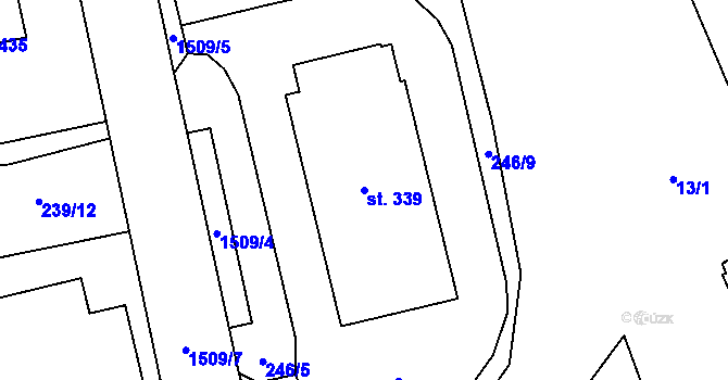 Parcela st. 339 v KÚ Přísečná-Domoradice, Katastrální mapa