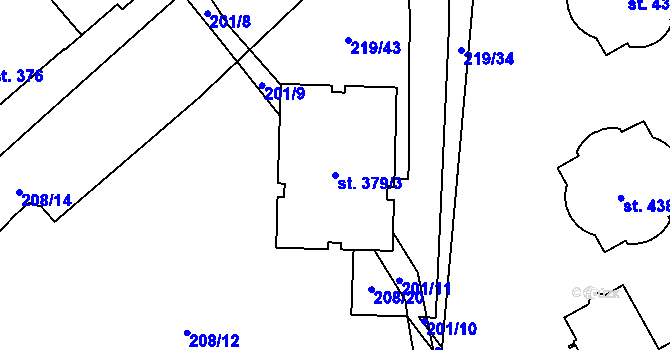Parcela st. 379/3 v KÚ Přísečná-Domoradice, Katastrální mapa
