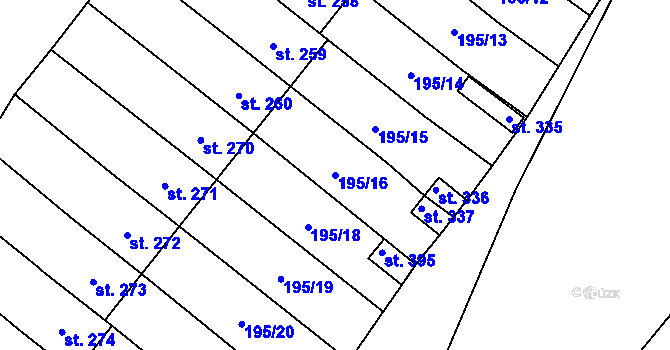 Parcela st. 195/16 v KÚ Přísečná-Domoradice, Katastrální mapa