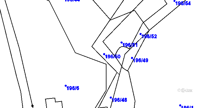 Parcela st. 196/50 v KÚ Přísečná-Domoradice, Katastrální mapa
