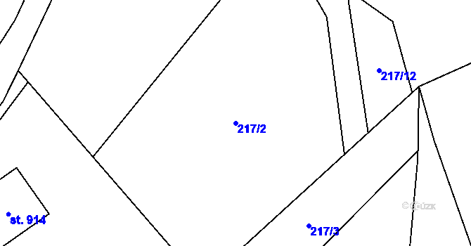 Parcela st. 217/2 v KÚ Přísečná-Domoradice, Katastrální mapa