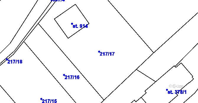 Parcela st. 217/17 v KÚ Přísečná-Domoradice, Katastrální mapa
