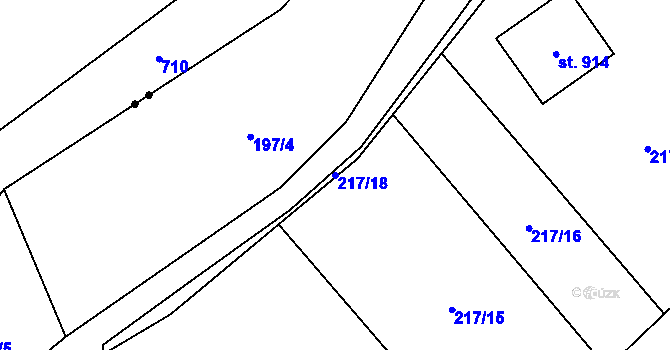 Parcela st. 217/18 v KÚ Přísečná-Domoradice, Katastrální mapa