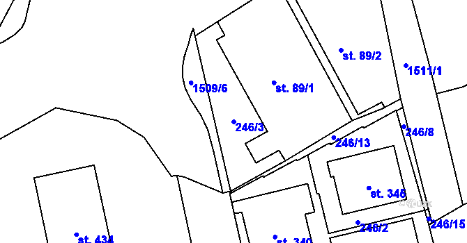 Parcela st. 246/3 v KÚ Přísečná-Domoradice, Katastrální mapa