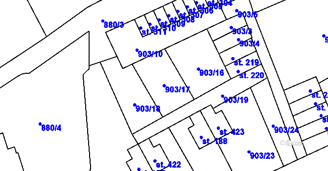 Parcela st. 903/17 v KÚ Přísečná-Domoradice, Katastrální mapa