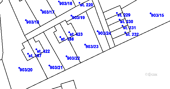 Parcela st. 903/23 v KÚ Přísečná-Domoradice, Katastrální mapa