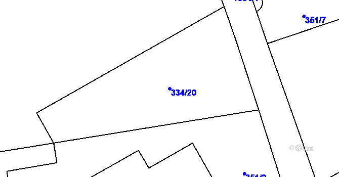 Parcela st. 334/20 v KÚ Přísečná-Domoradice, Katastrální mapa