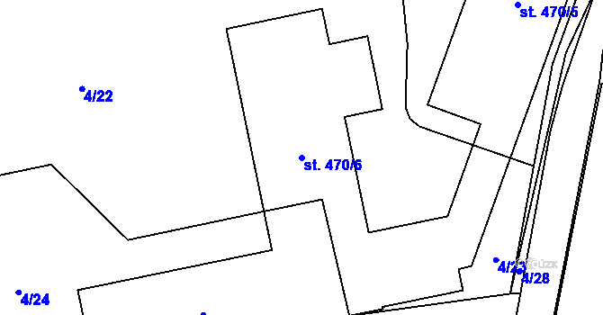 Parcela st. 470/6 v KÚ Přísečná-Domoradice, Katastrální mapa