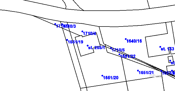 Parcela st. 255/1 v KÚ Spolí-Nové Spolí, Katastrální mapa