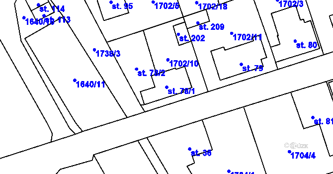 Parcela st. 78/1 v KÚ Spolí-Nové Spolí, Katastrální mapa