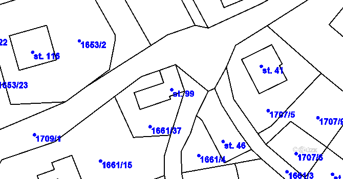 Parcela st. 99 v KÚ Spolí-Nové Spolí, Katastrální mapa