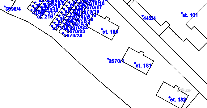 Parcela st. 2670 v KÚ Český Rudolec, Katastrální mapa