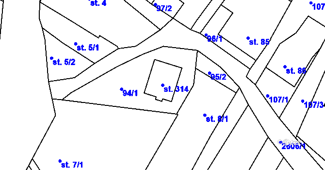 Parcela st. 314 v KÚ Český Rudolec, Katastrální mapa