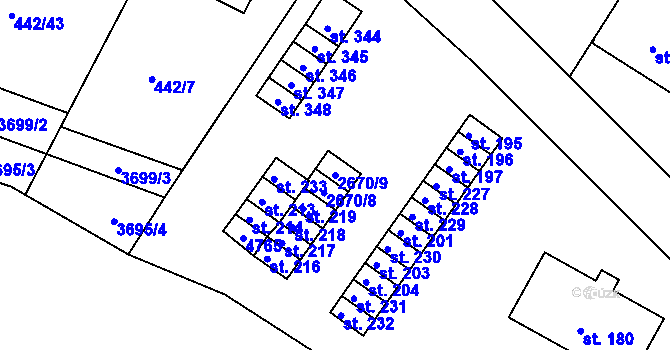 Parcela st. 2670/9 v KÚ Český Rudolec, Katastrální mapa
