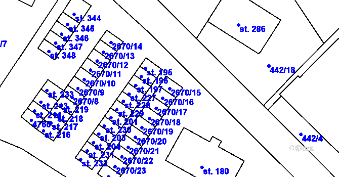 Parcela st. 2670/15 v KÚ Český Rudolec, Katastrální mapa