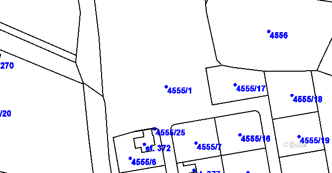Parcela st. 4555/1 v KÚ Český Rudolec, Katastrální mapa