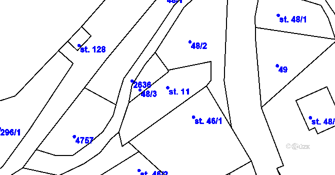 Parcela st. 11 v KÚ Český Rudolec, Katastrální mapa