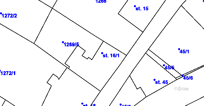 Parcela st. 16/1 v KÚ Český Rudolec, Katastrální mapa