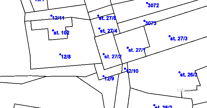 Parcela st. 27/2 v KÚ Český Rudolec, Katastrální mapa