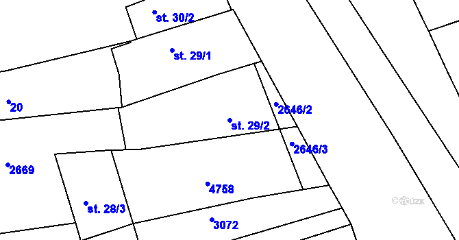 Parcela st. 29/2 v KÚ Český Rudolec, Katastrální mapa