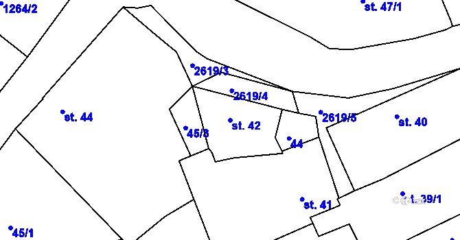 Parcela st. 42 v KÚ Český Rudolec, Katastrální mapa